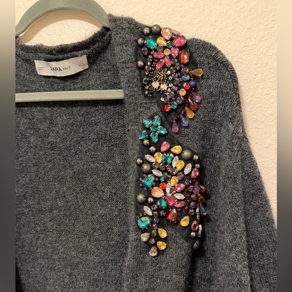 Zara Embelished Limited Edition floor length Cardigan Sweater, Oversized sz S - Picture 7 of 15